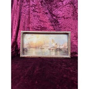 Antique Chromolithograph Wall Art Sunset On Grand Canal Venice Thomas Moran 1906